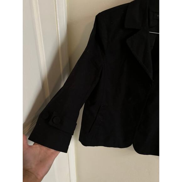 Talbots Jacket Women's 16 Black Blazer Front Button Cotton Blend Collared - Picture 3 of 7